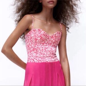 Zara NWT floral corset bodysuit  pink and white